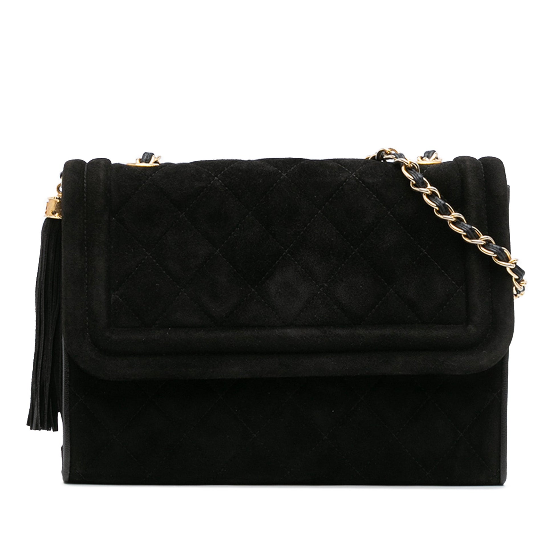 Chanel Quilted Suede Tassel Flap