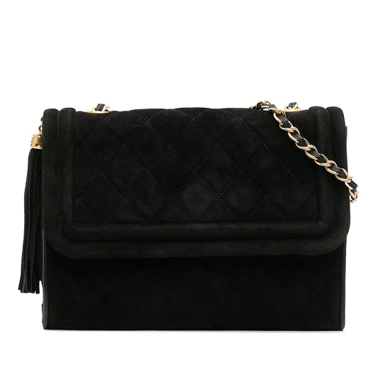Chanel Quilted Suede Tassel Flap
