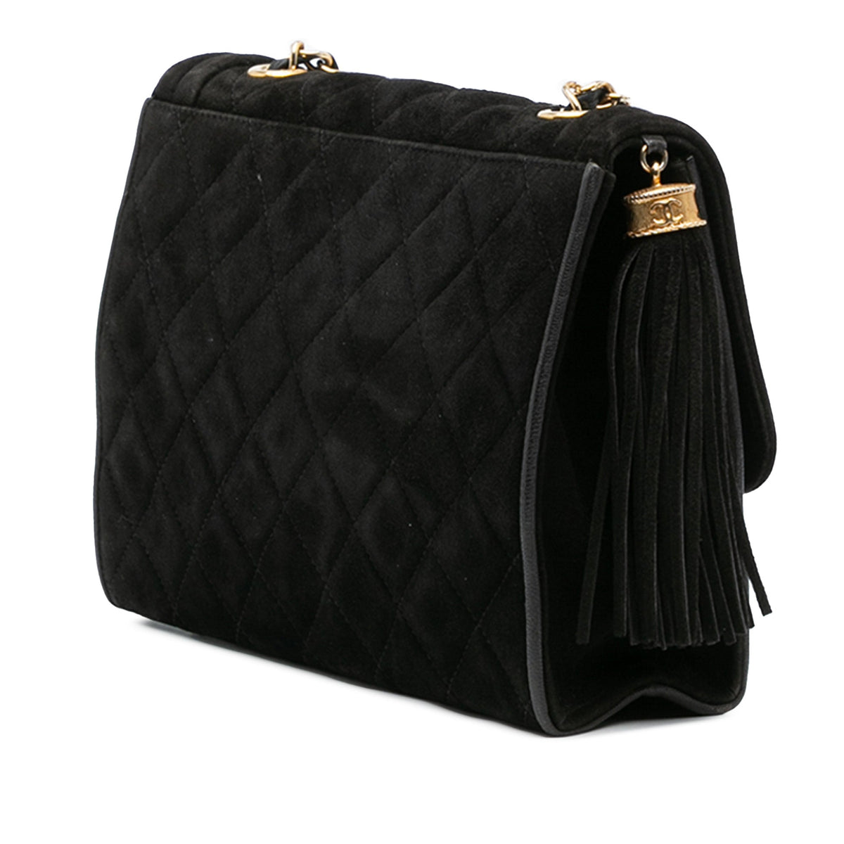 Chanel Quilted Suede Tassel Flap