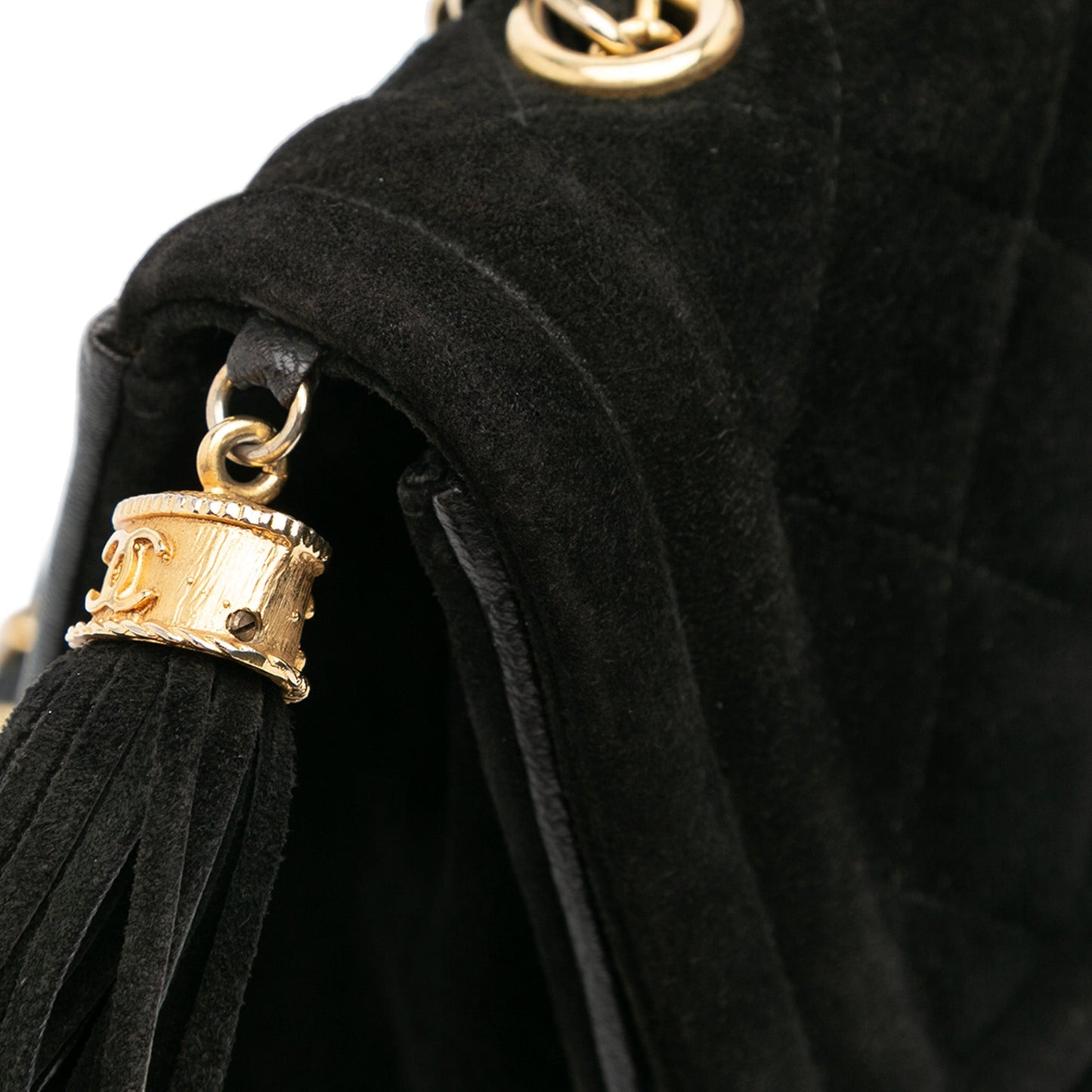 Chanel Quilted Suede Tassel Flap