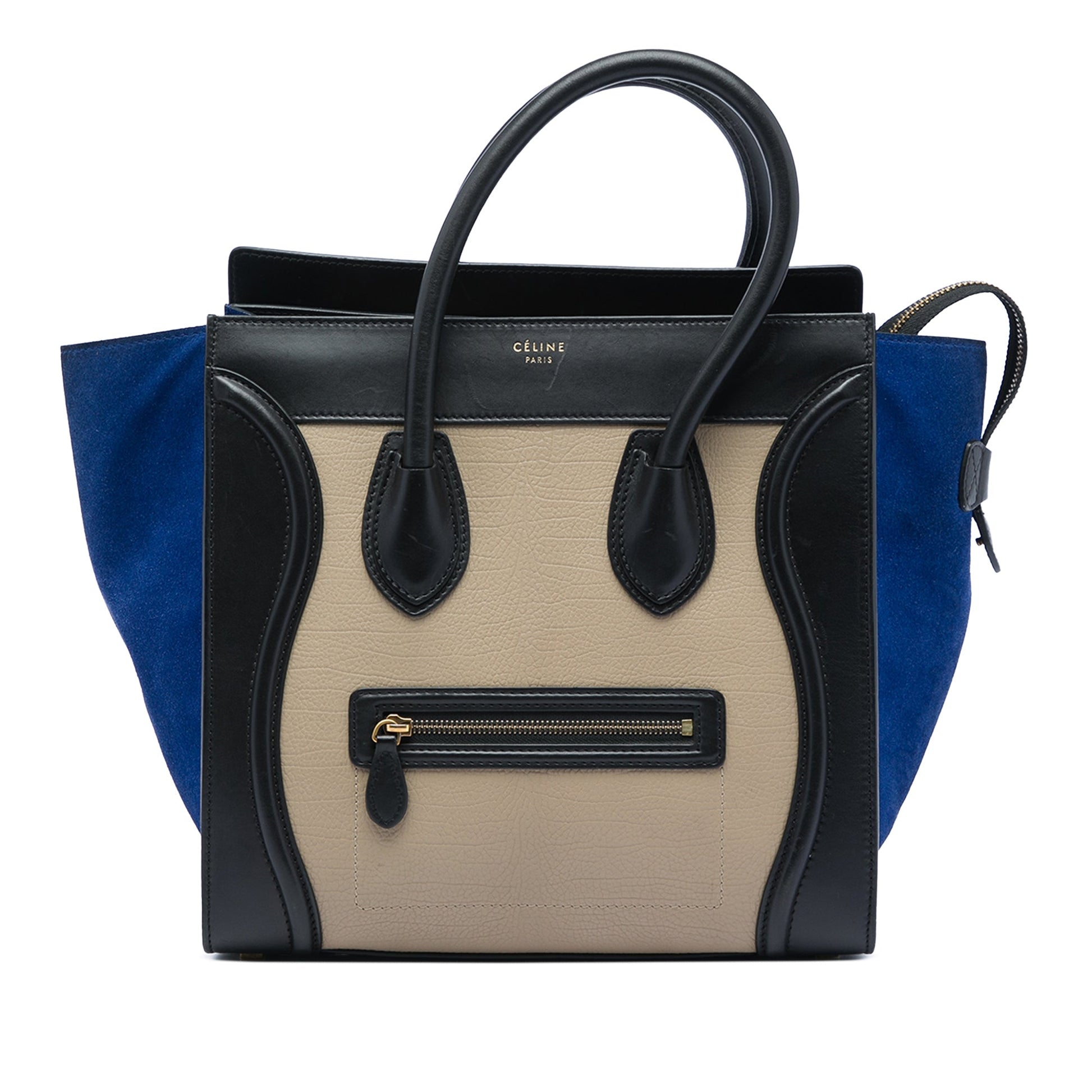 Celine Mini Tricolor Calfskin and Suede Luggage Tote