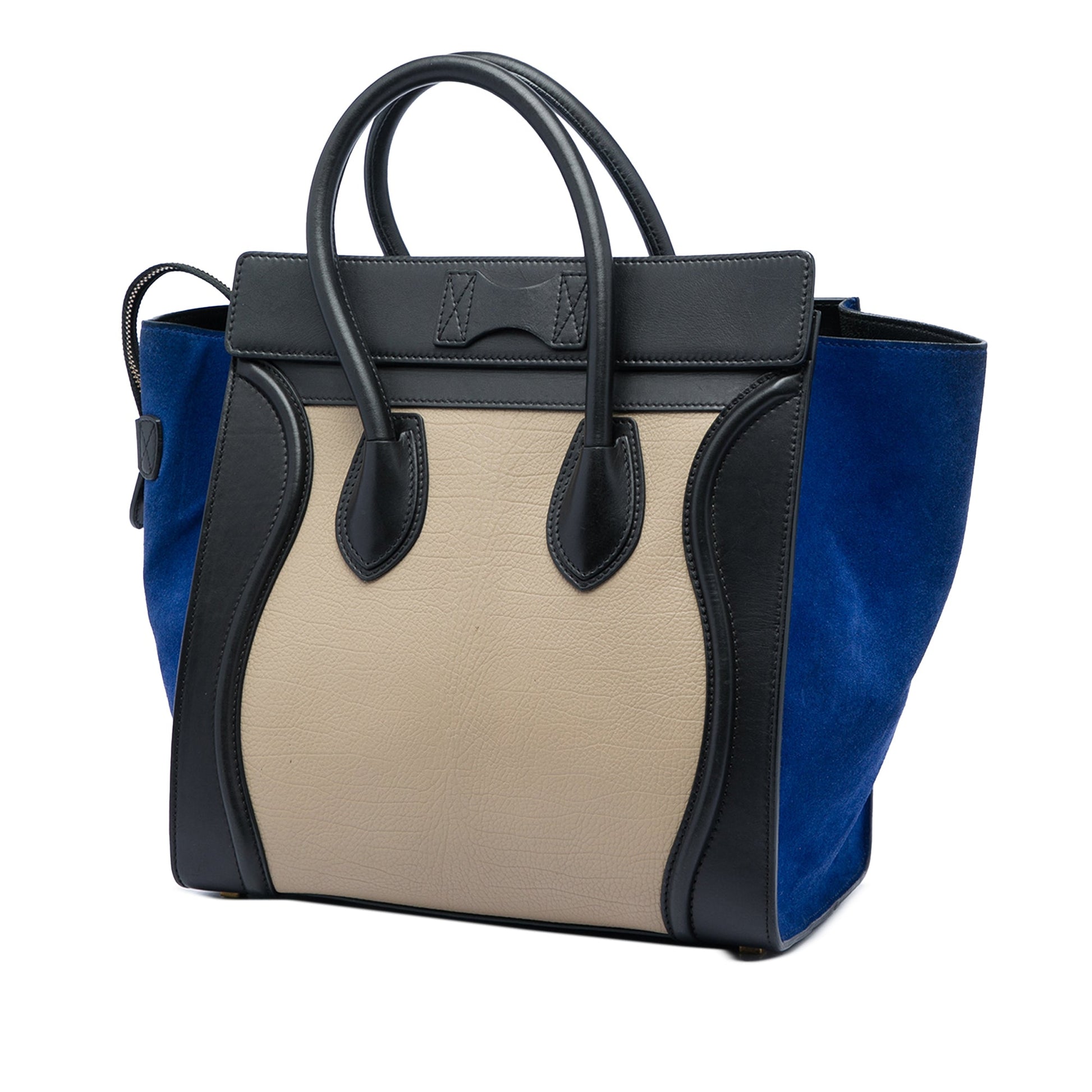Celine Mini Tricolor Calfskin and Suede Luggage Tote