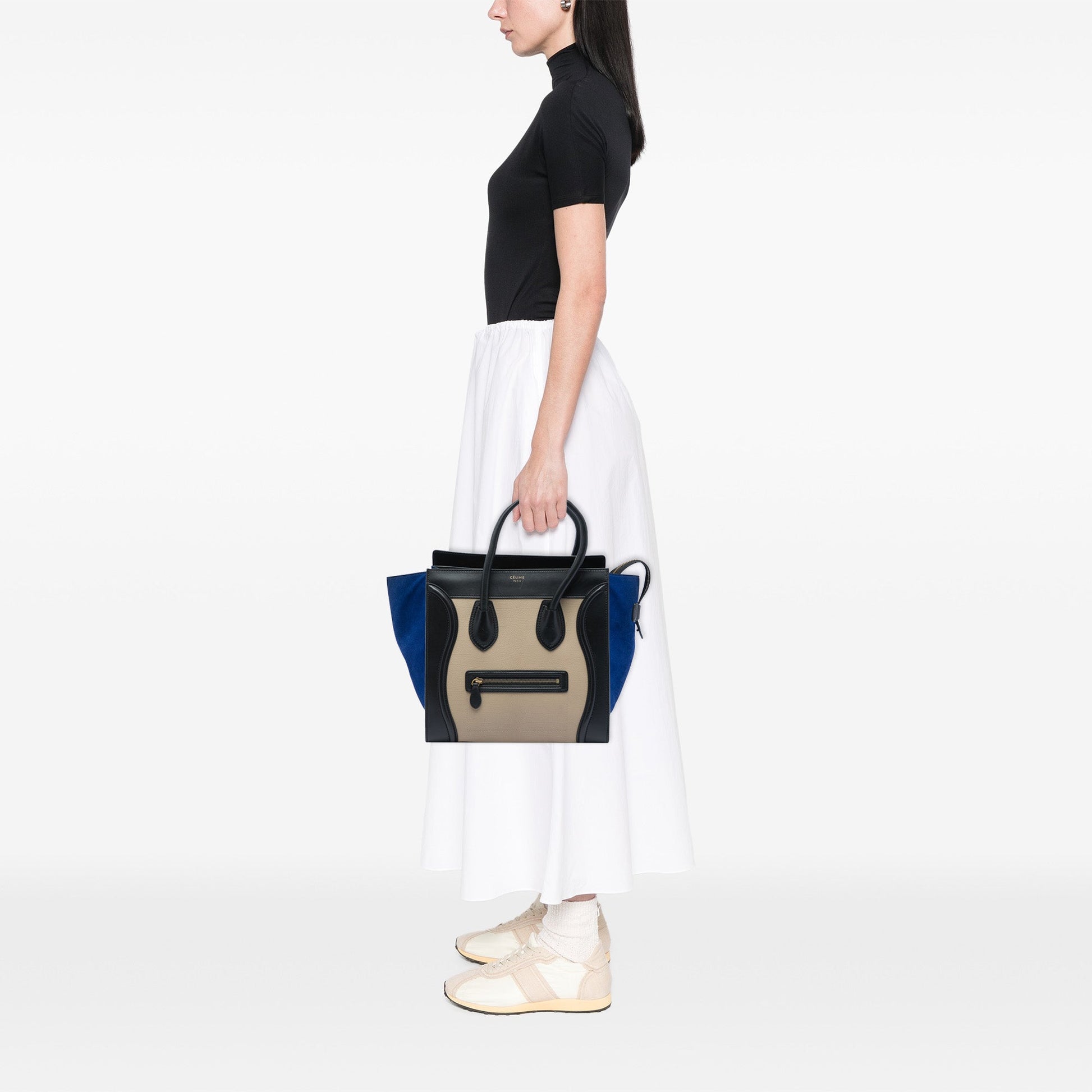Celine Mini Tricolor Calfskin and Suede Luggage Tote