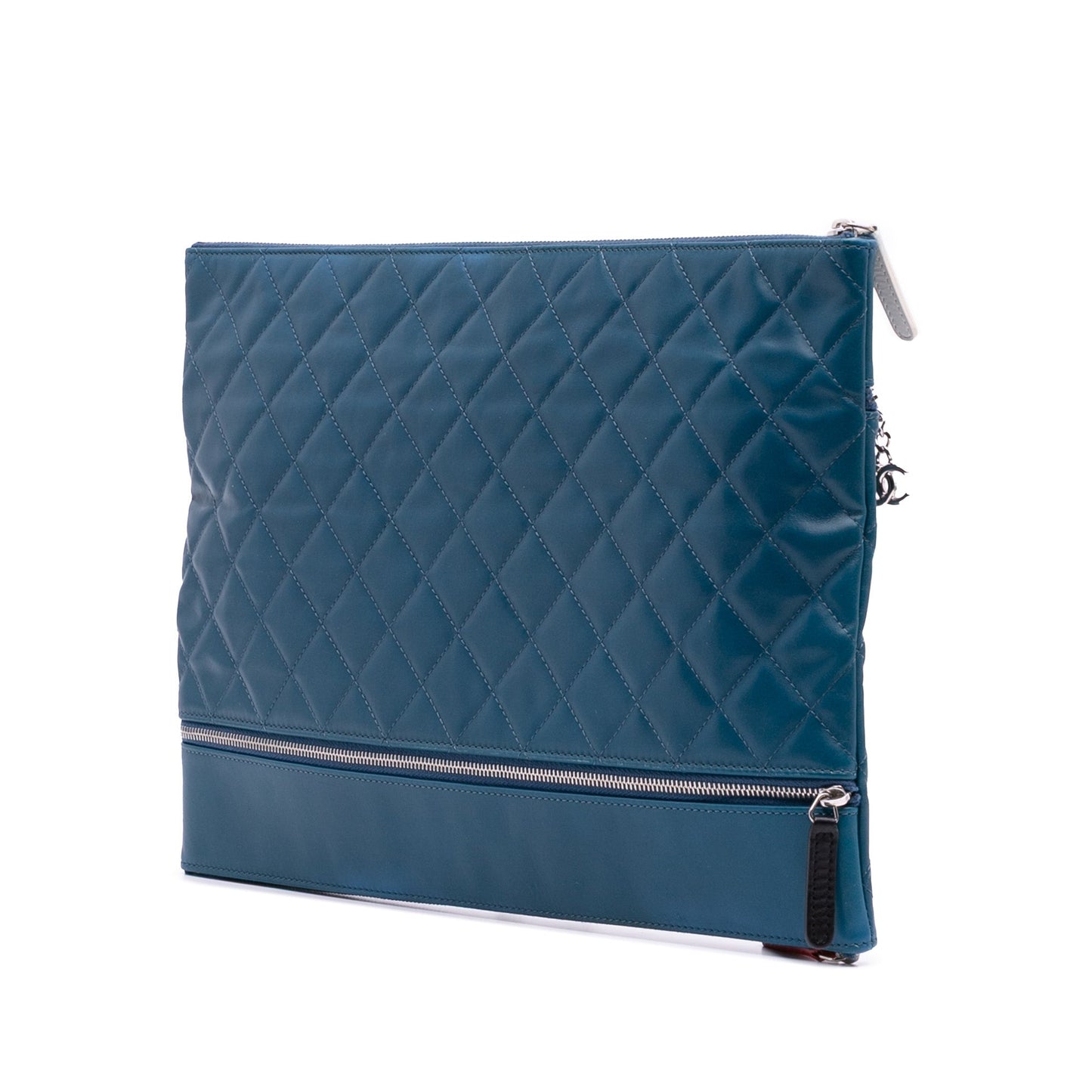 Chanel Quilted Lambskin Multi Zip Case Clutch