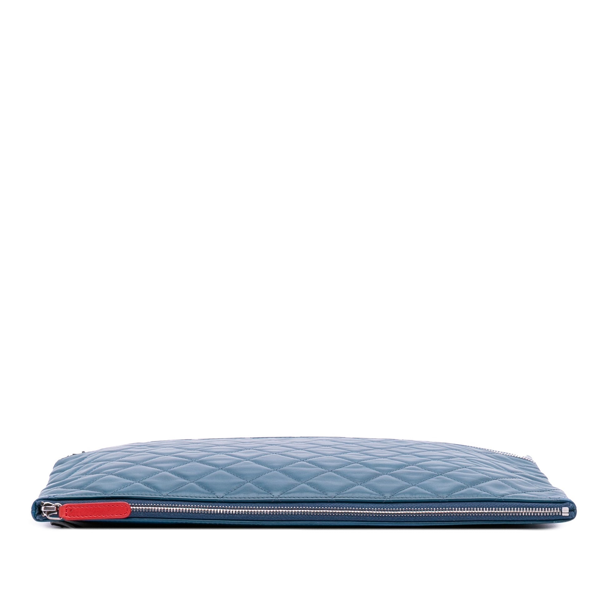 Chanel Quilted Lambskin Multi Zip Case Clutch