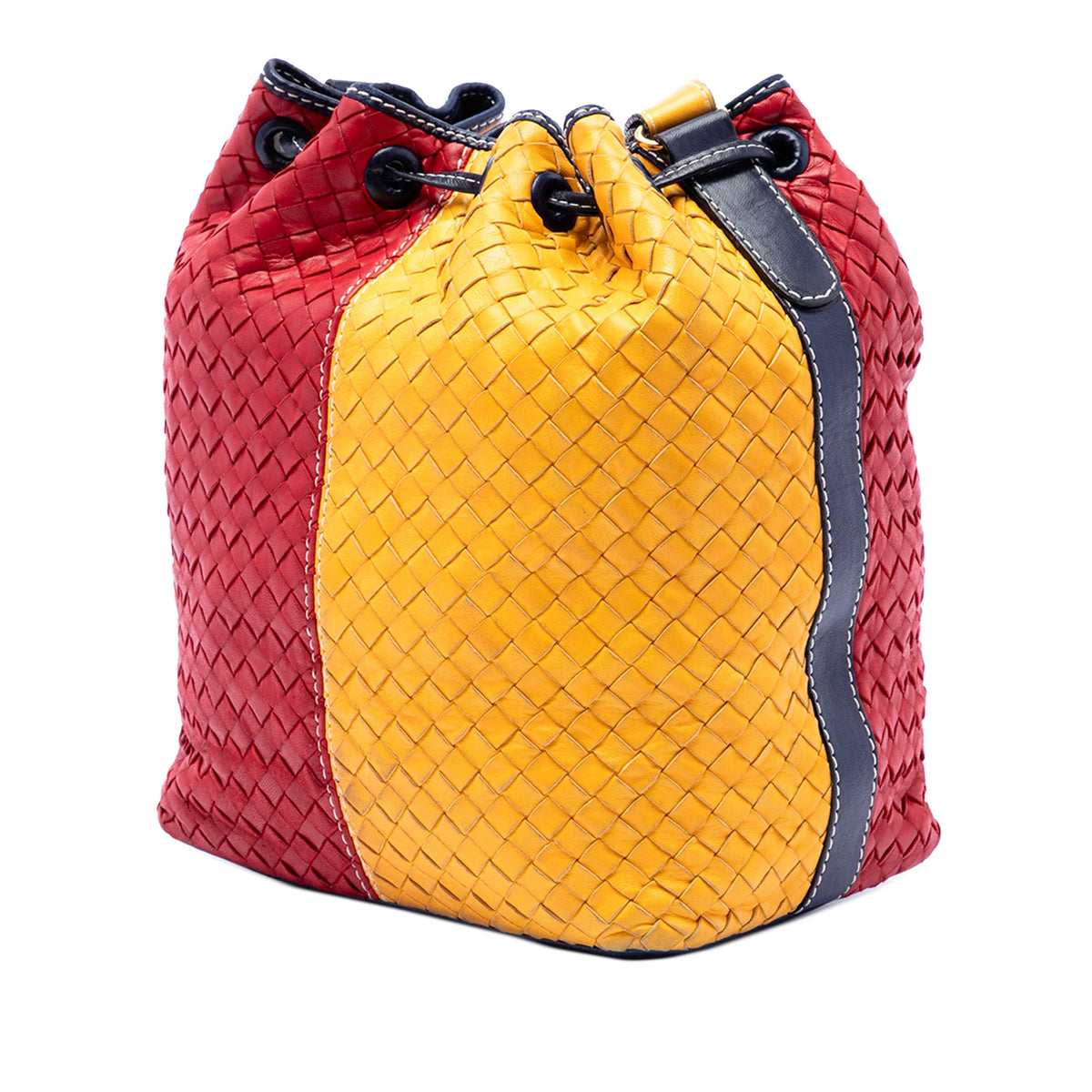 Bottega Veneta Tricolor Nappa Intrecciato Drawstring Bucket Bag — Multi