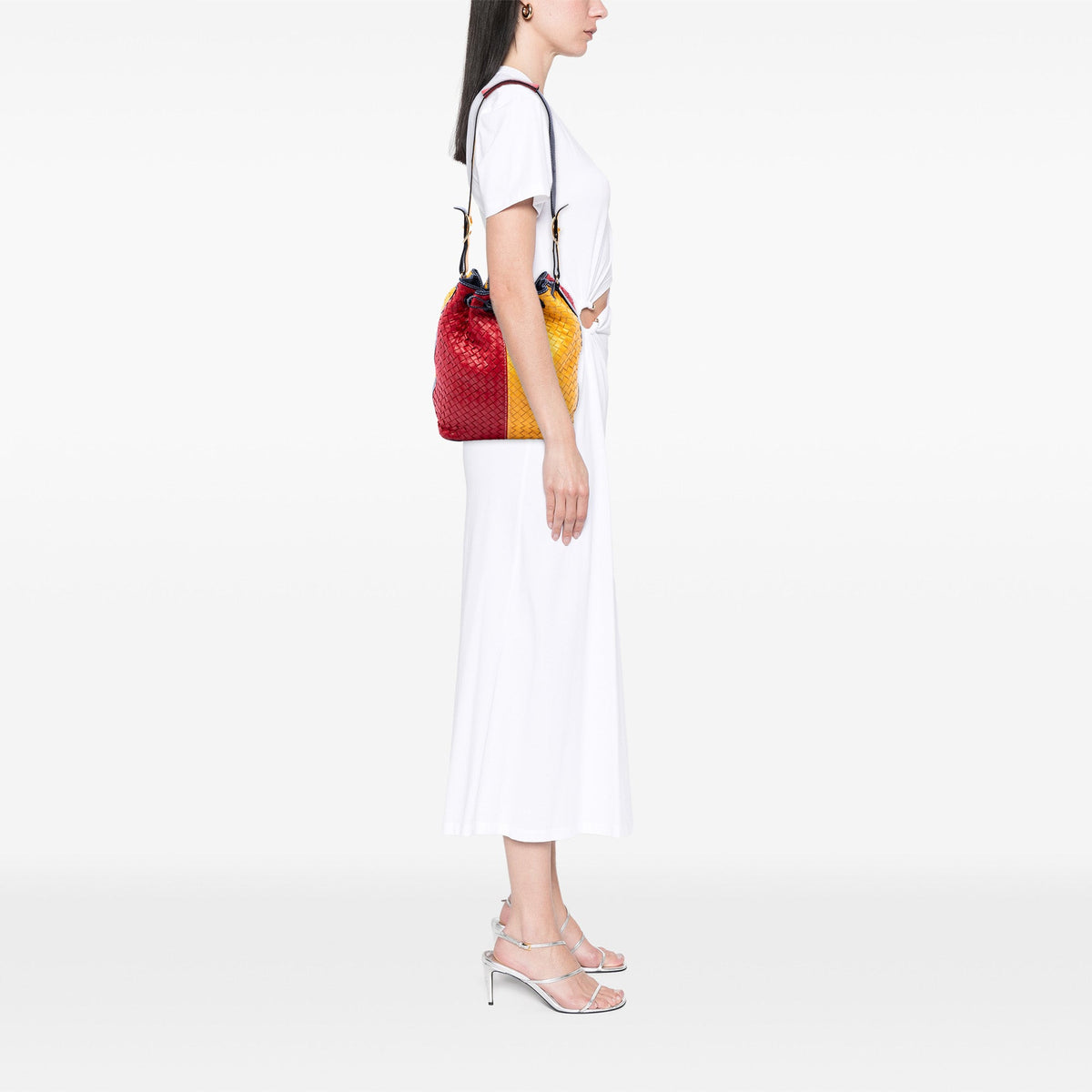 Bottega Veneta Tricolor Nappa Intrecciato Drawstring Bucket Bag — Multi