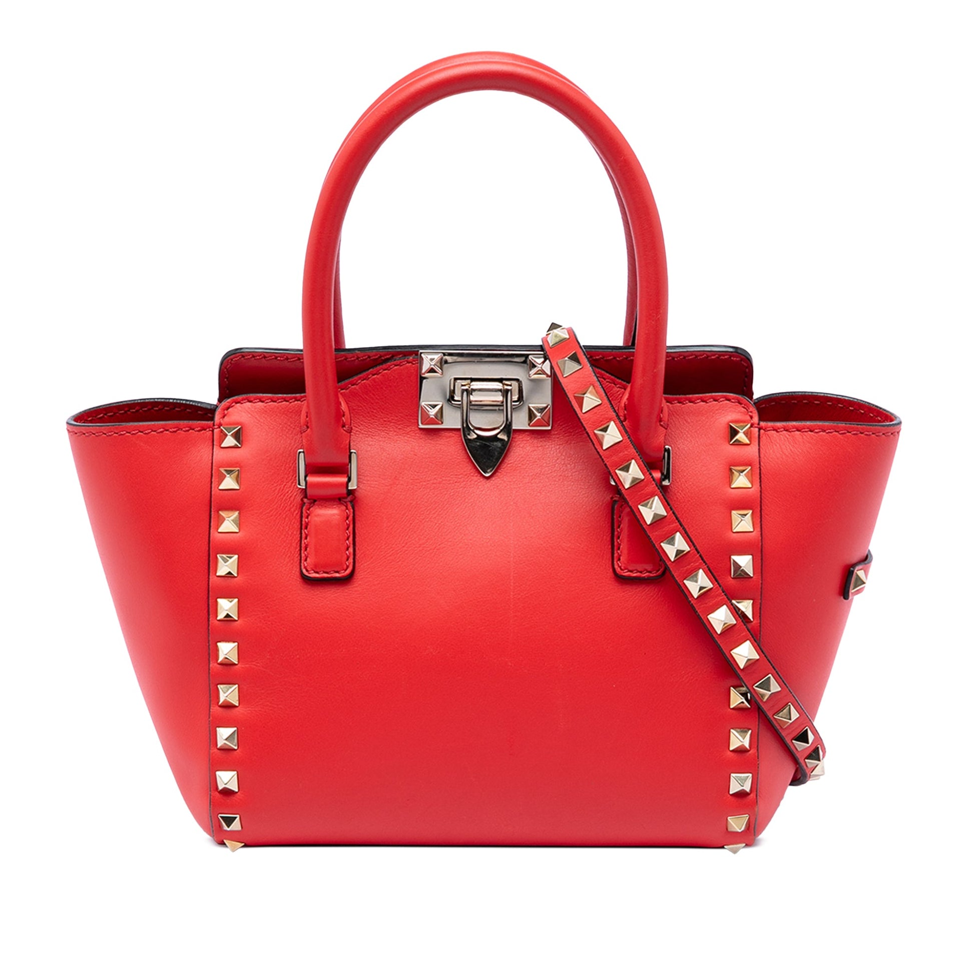 Valentino Mini Leather Rockstud Double Handle Tote