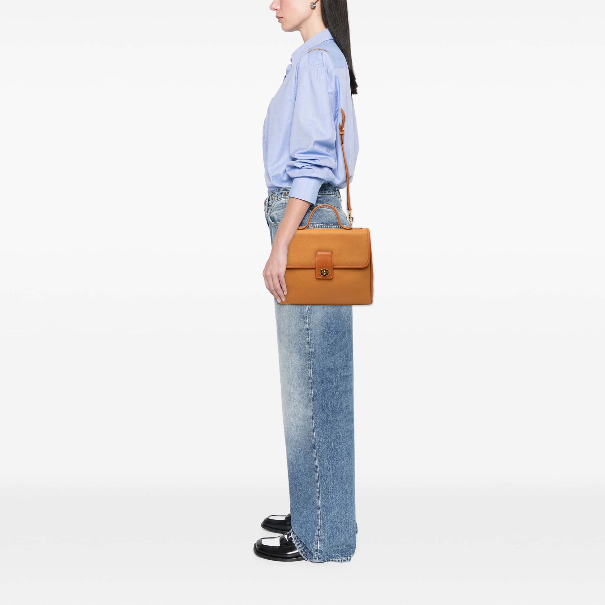 Gucci Calfskin Turnlock Top Handle Bag