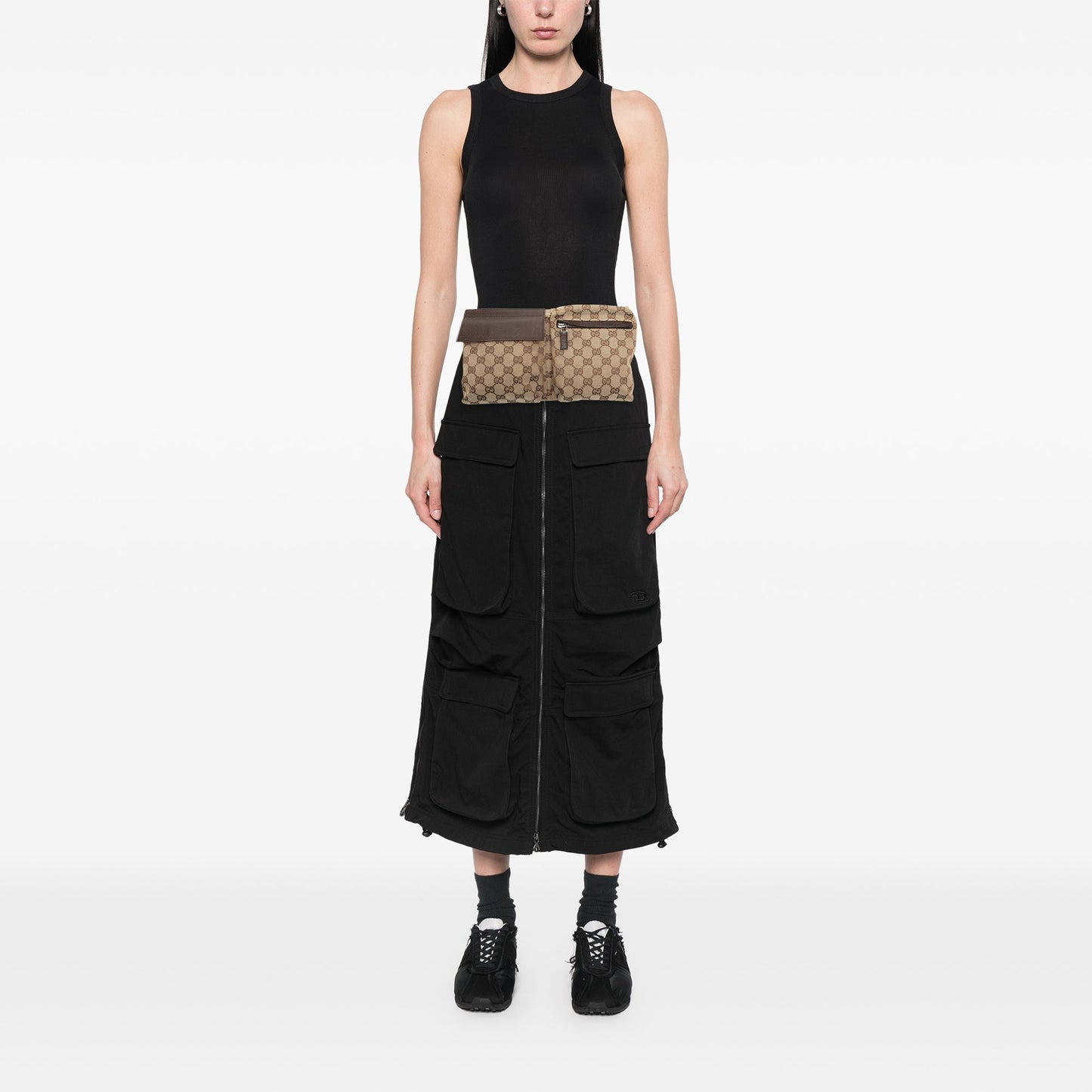 Gucci GG Canvas Double Pocket Belt Bag