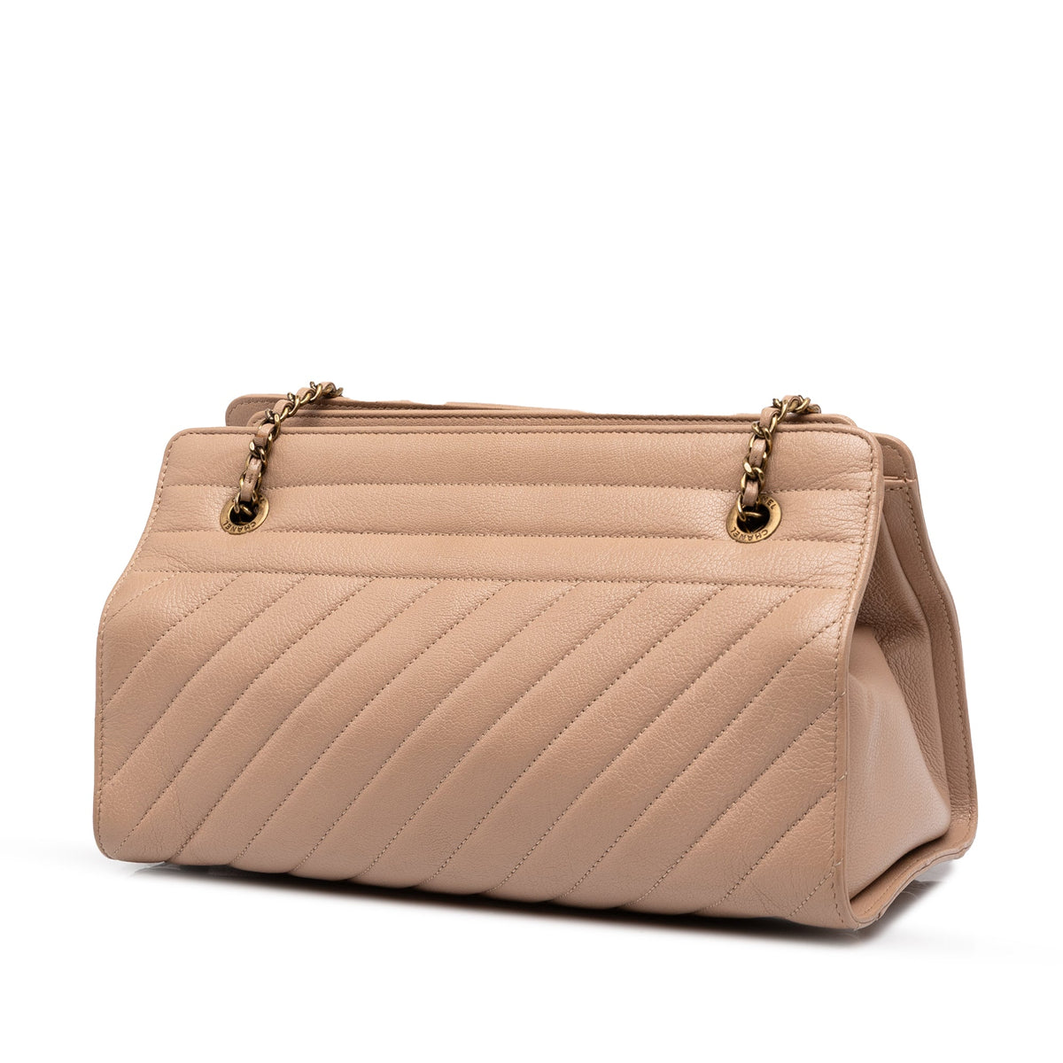 Chanel CC Diagonal Quilted Goatskin Tote