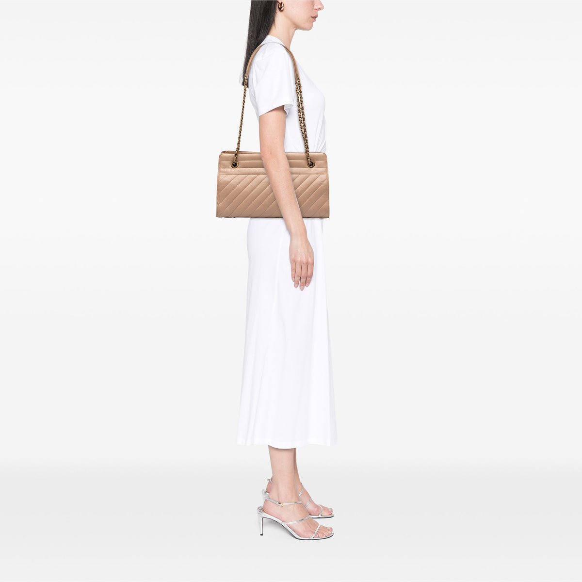 Chanel CC Diagonal Quilted Goatskin Tote