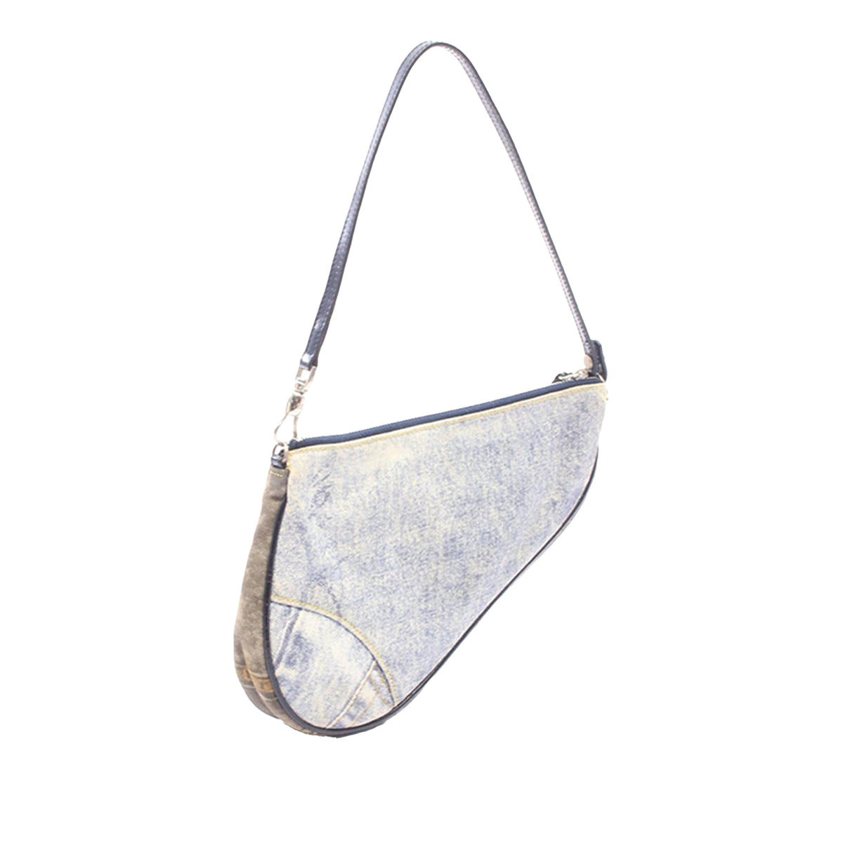 Dior Mini Canvas Denim Print Saddle Pochette — Blue