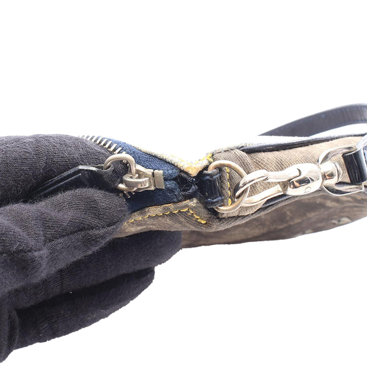 Dior Mini Canvas Denim Print Saddle Pochette — Blue