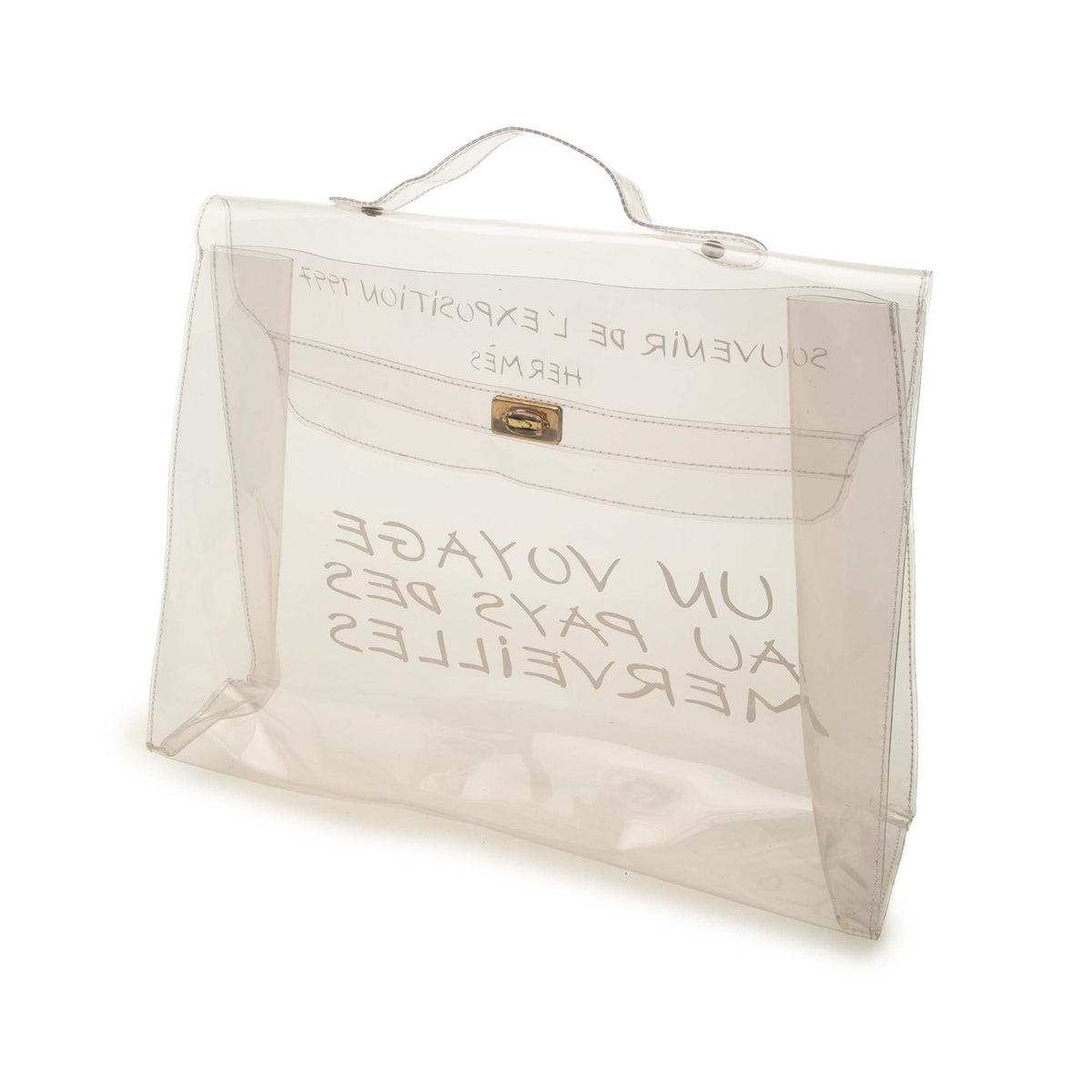 Hermès Vinyl Souvenir De L Exposition Kelly Handbag — White