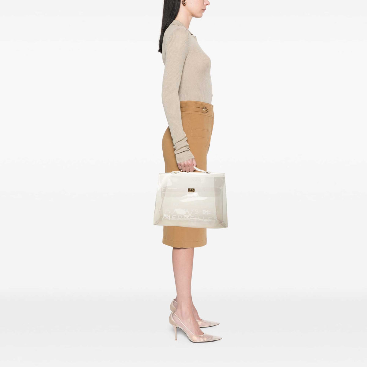 Hermès Vinyl Souvenir De L Exposition Kelly Handbag — White
