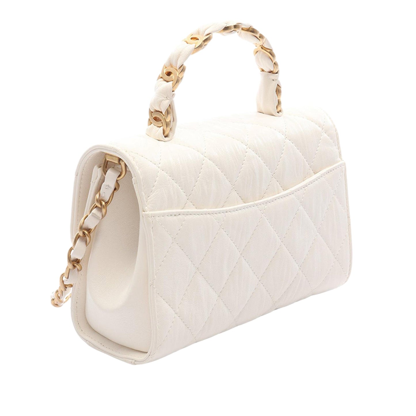 Chanel Mini Quilted Crumpled Lambskin CC Links Top Handle Flap