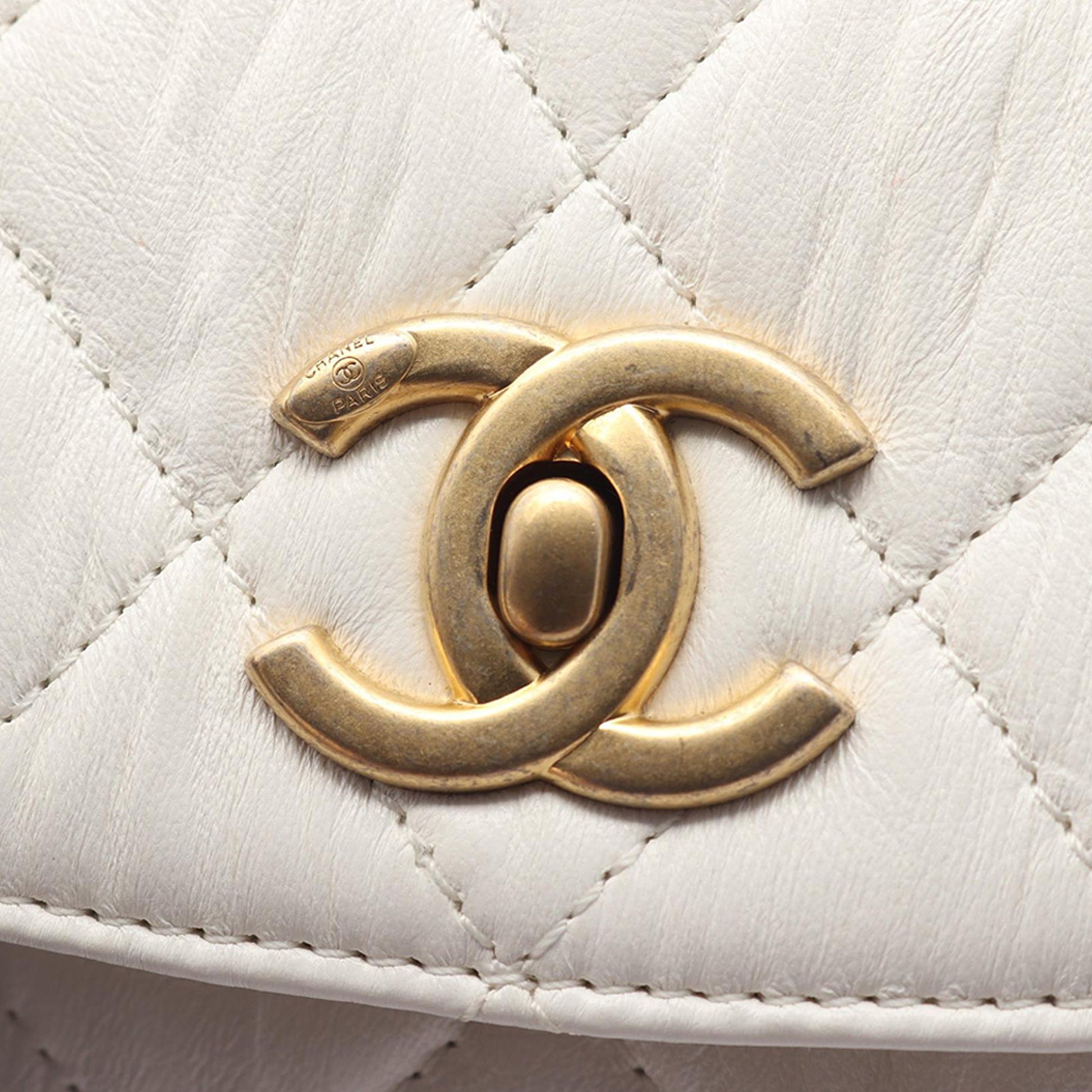 Chanel Mini Quilted Crumpled Lambskin CC Links Top Handle Flap