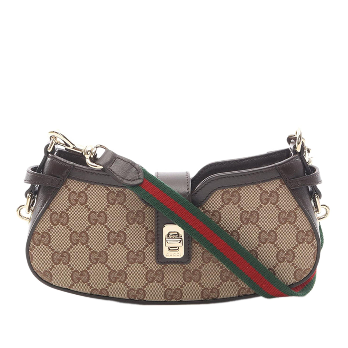 Gucci Mini GG Canvas Web Moon Side Shoulder Bag