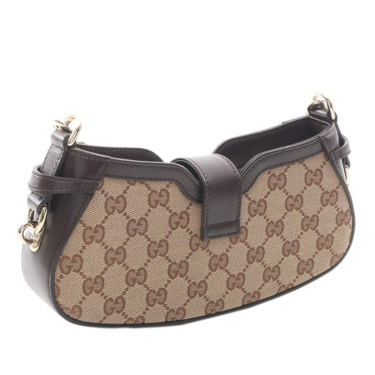 Gucci Mini GG Canvas Web Moon Side Shoulder Bag