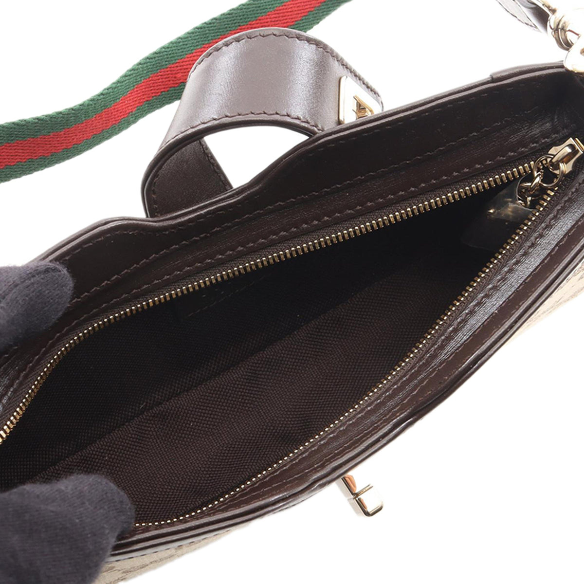 Gucci Mini GG Canvas Web Moon Side Shoulder Bag