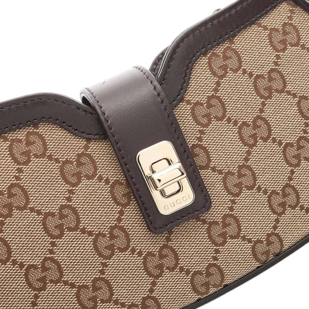Gucci Mini GG Canvas Web Moon Side Shoulder Bag