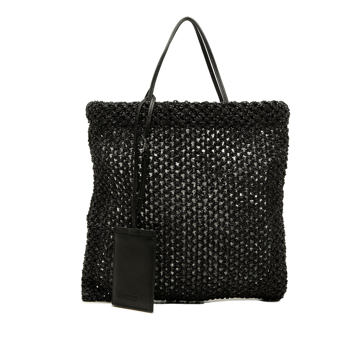 The Row Mini Raffia Barn Tote — Black