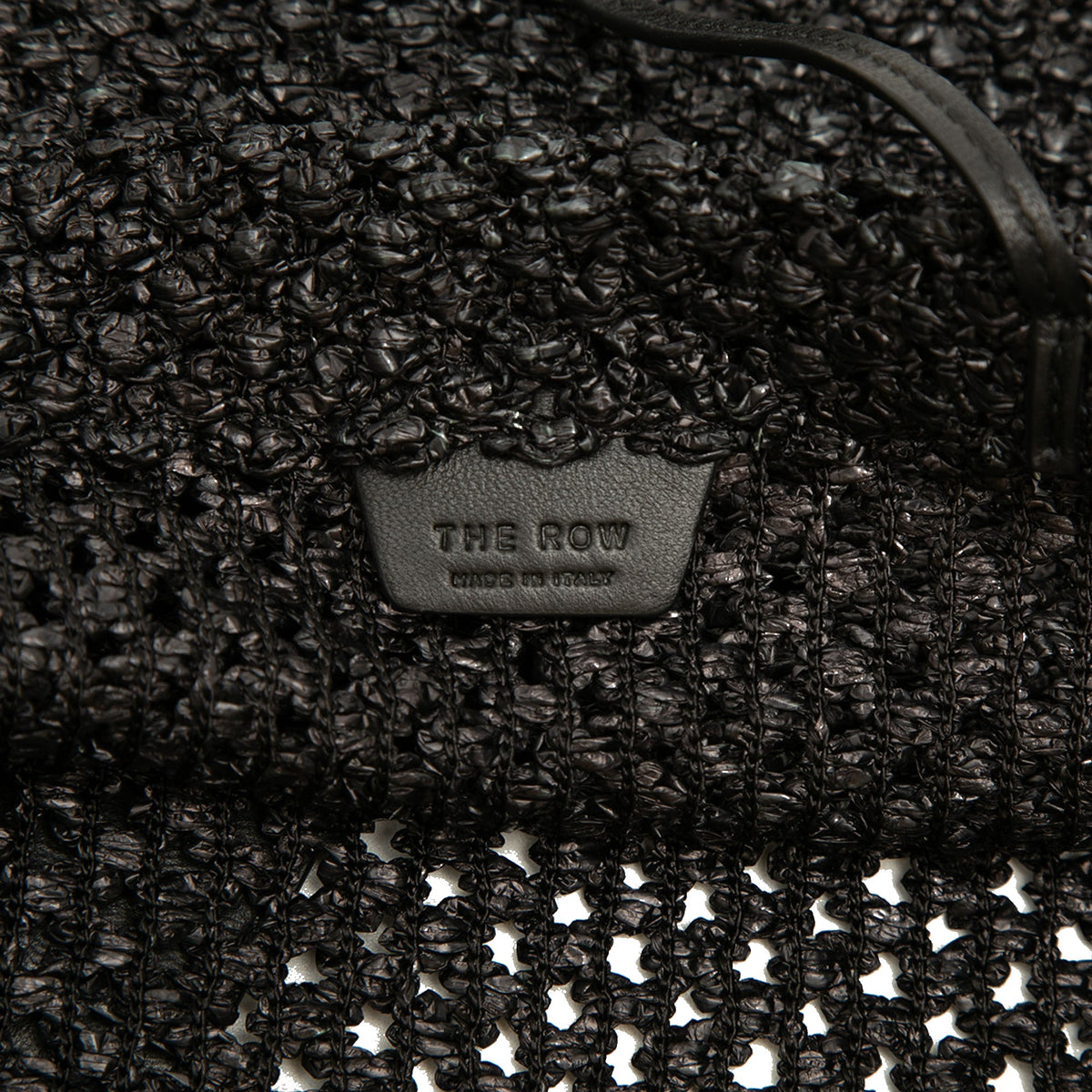 The Row Mini Raffia Barn Tote — Black