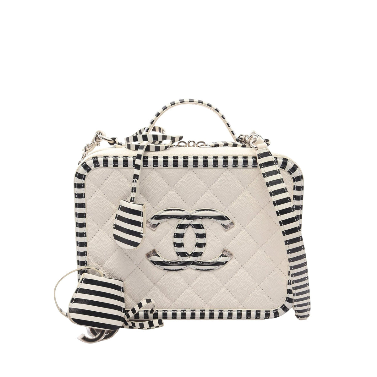 Chanel Medium Caviar CC Filigree Vanity Case — White