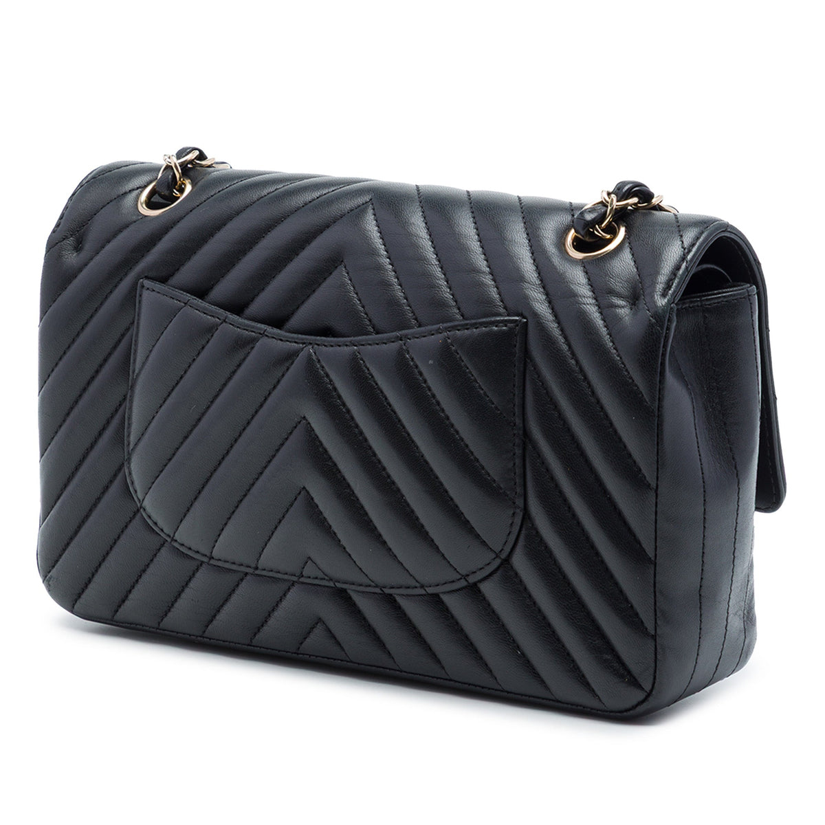 Chanel Medium Classic Chevron Crumpled Calfskin Double Flap