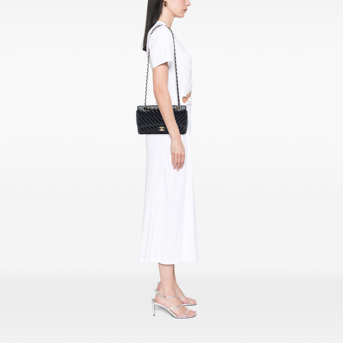 Chanel Medium Classic Chevron Crumpled Calfskin Double Flap