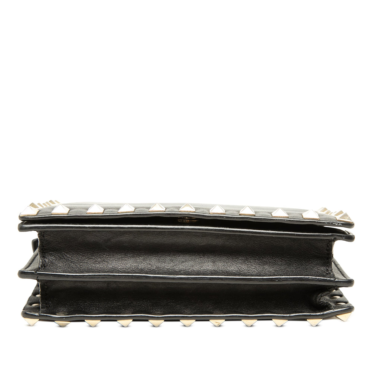 Valentino Leather Rockstud Wallet On Chain — Black