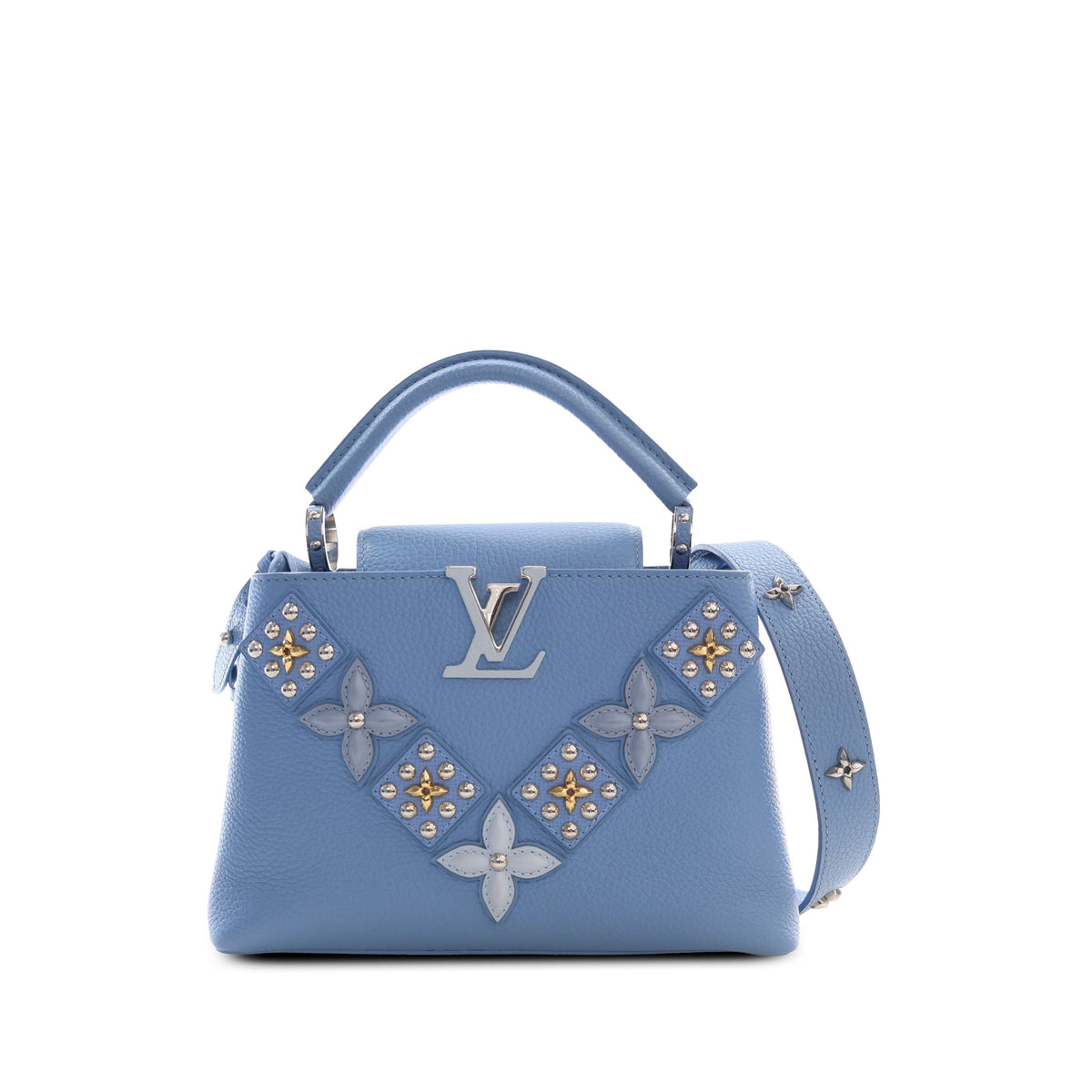Louis Vuitton Taurillon Studded Capucines BB — Blue