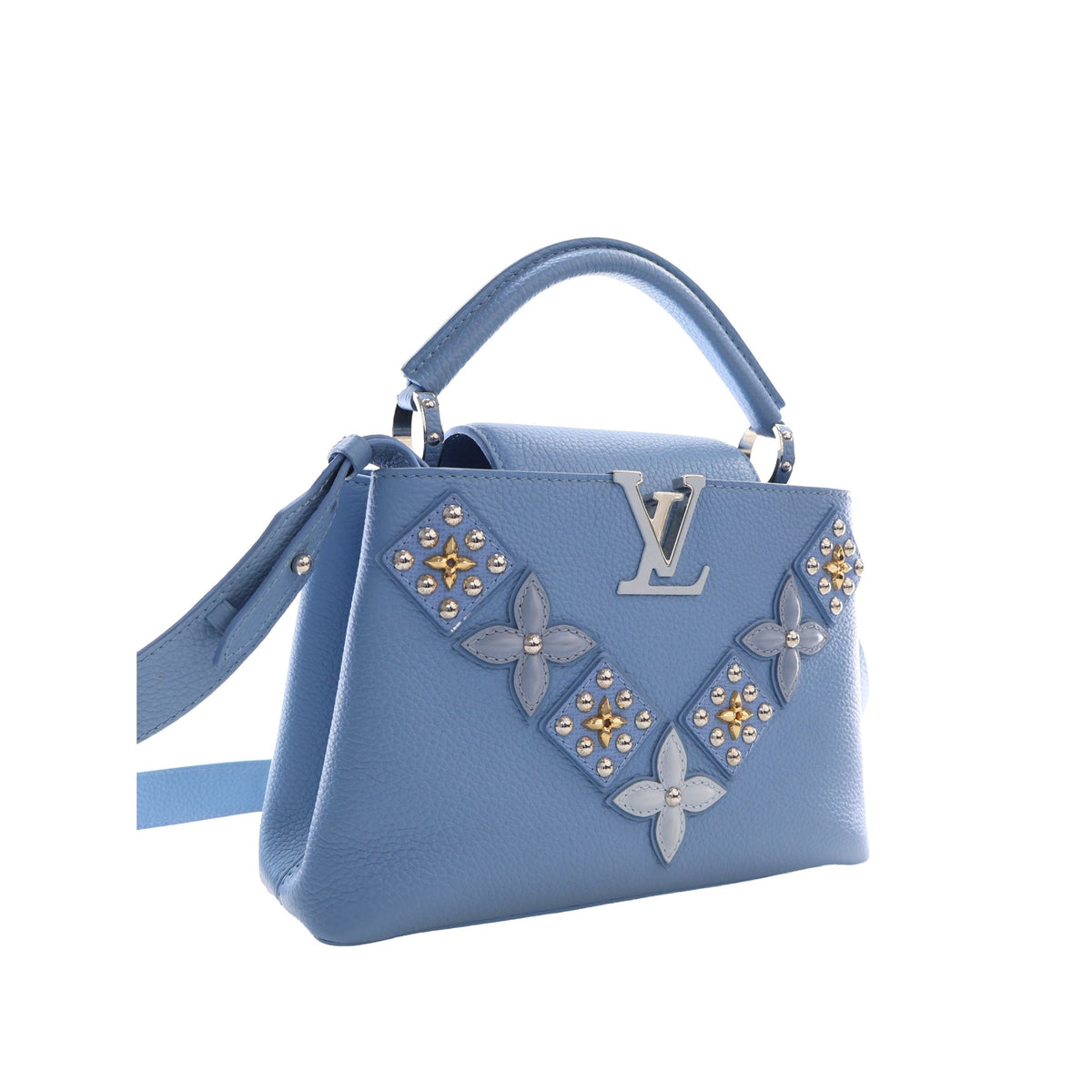 Louis Vuitton Taurillon Studded Capucines BB — Blue