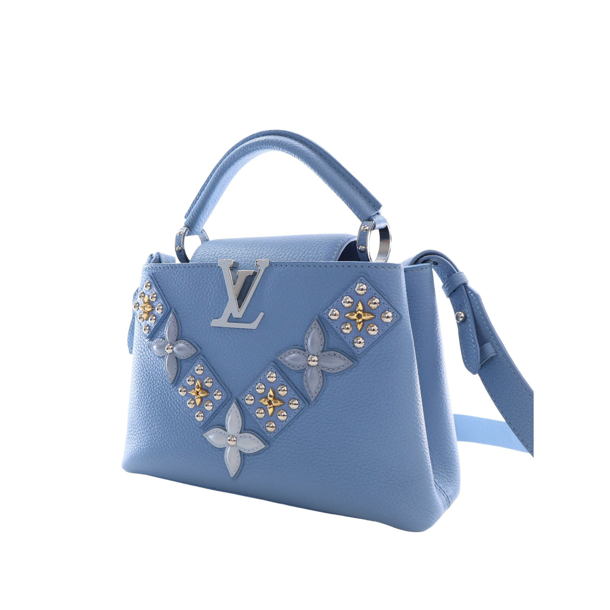 Louis Vuitton Taurillon Studded Capucines BB — Blue