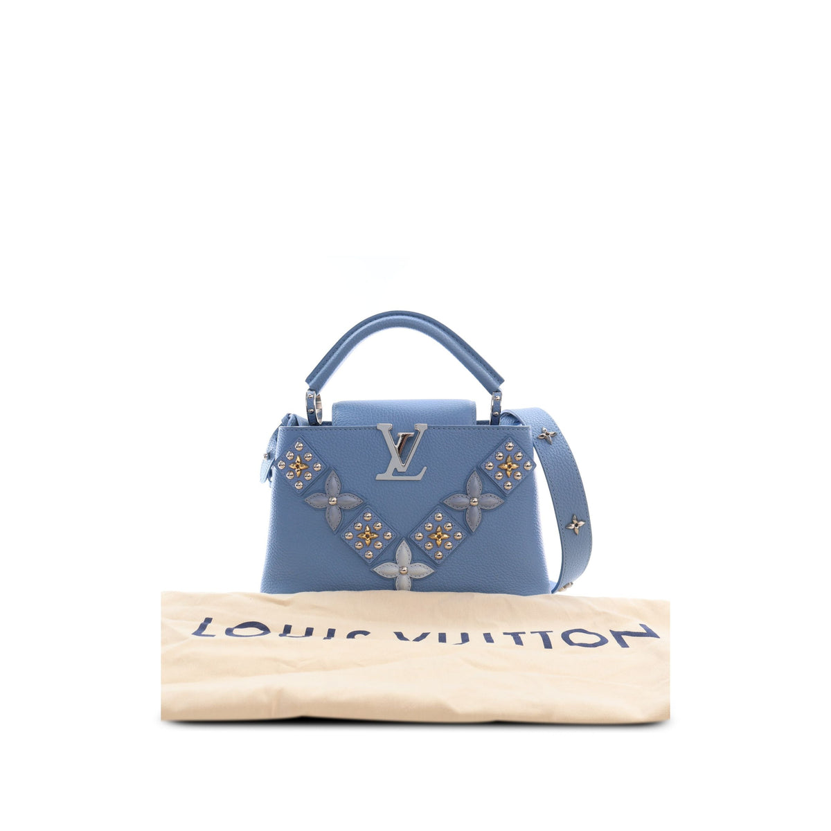 Louis Vuitton Taurillon Studded Capucines BB — Blue