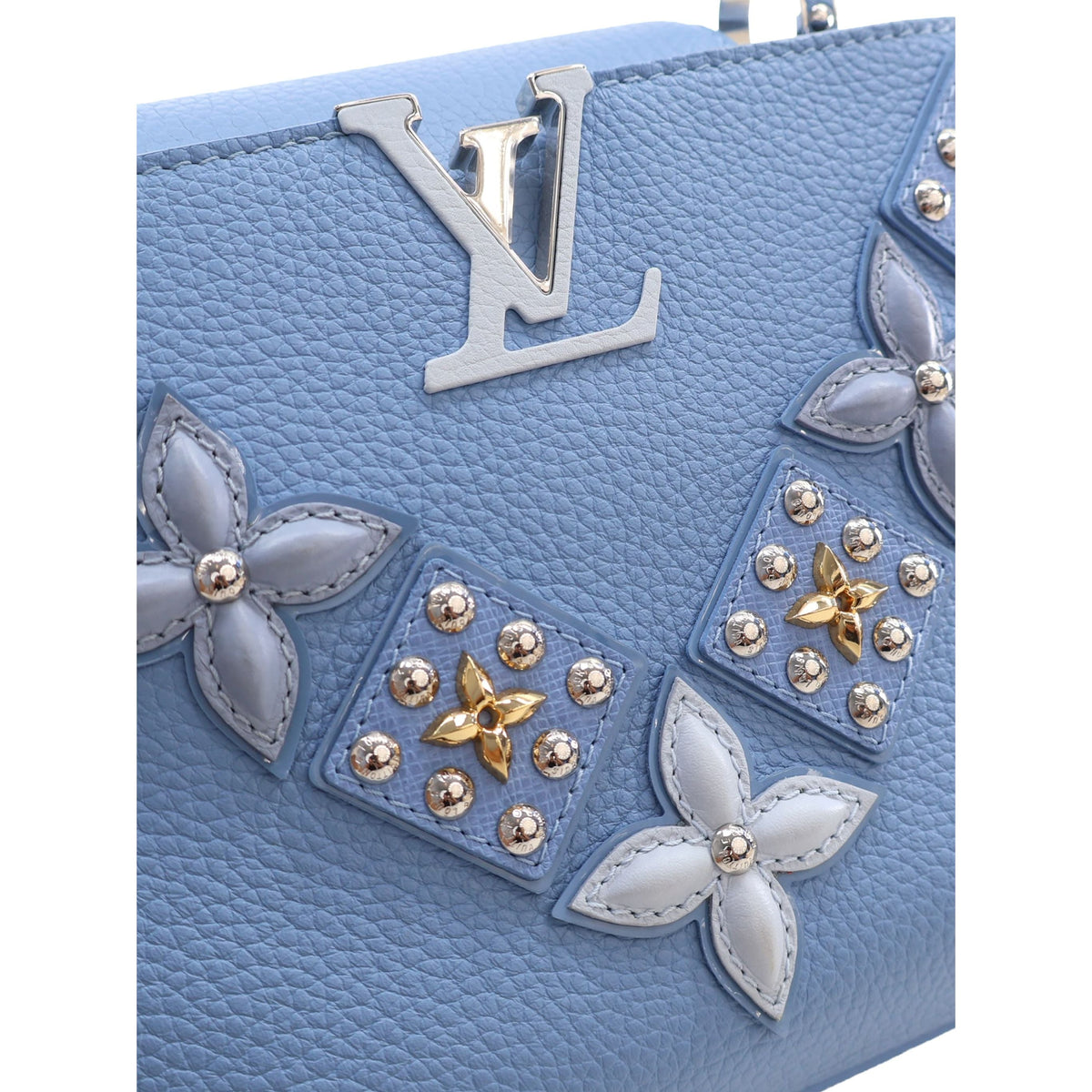 Louis Vuitton Taurillon Studded Capucines BB — Blue