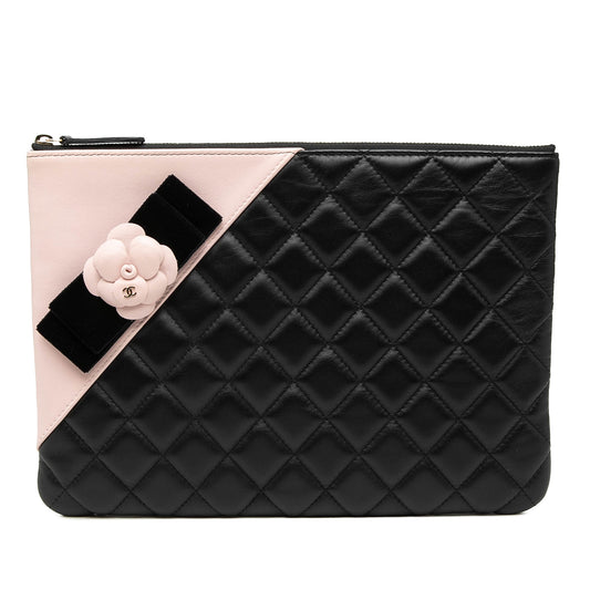 Medium Quilted Lambskin Camellia O Case Clutch