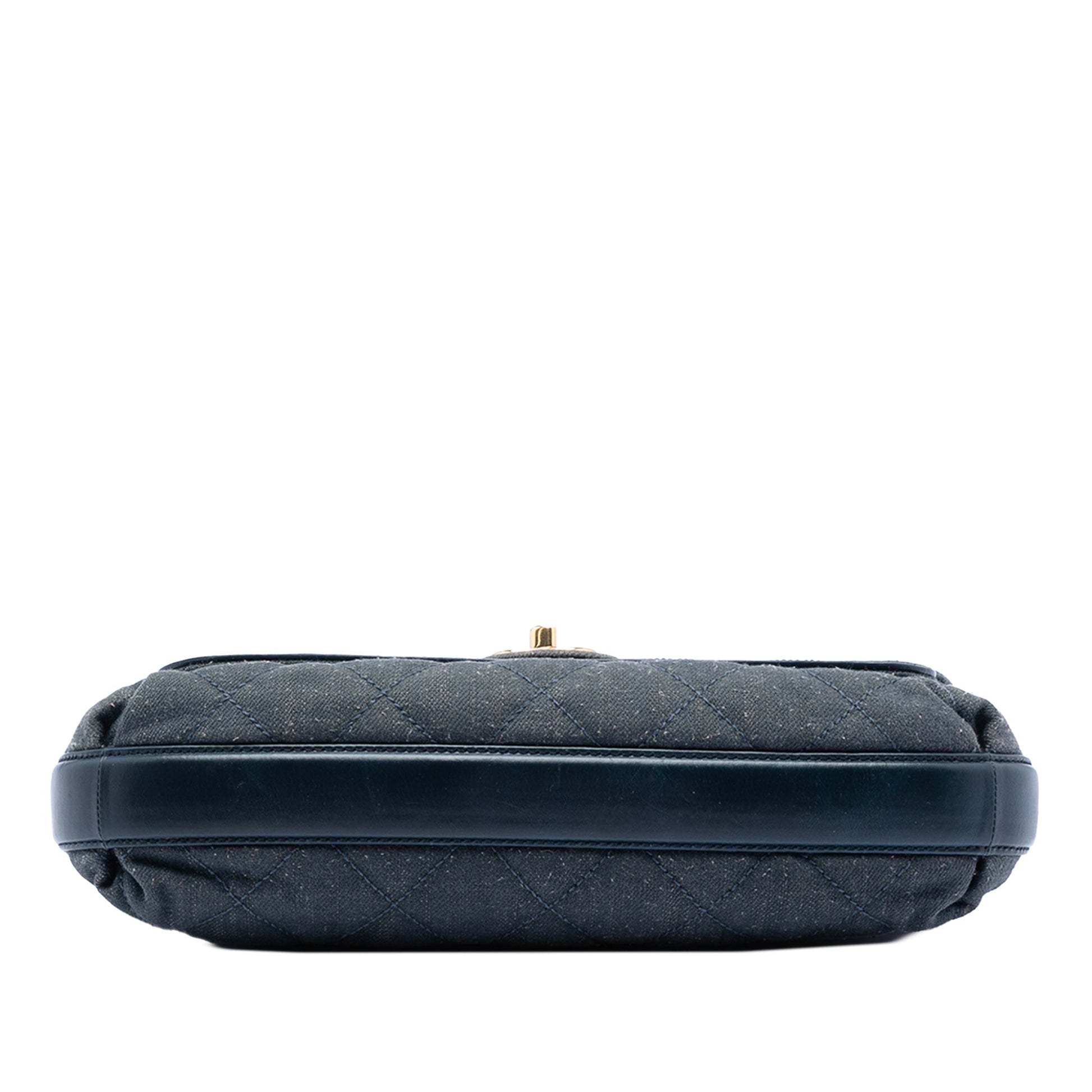 CC Quilted Denim and Calfskin Front Pocket Single Flap
