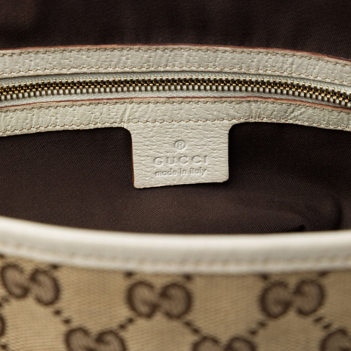 Gucci GG Canvas Charmy Tote — Beige