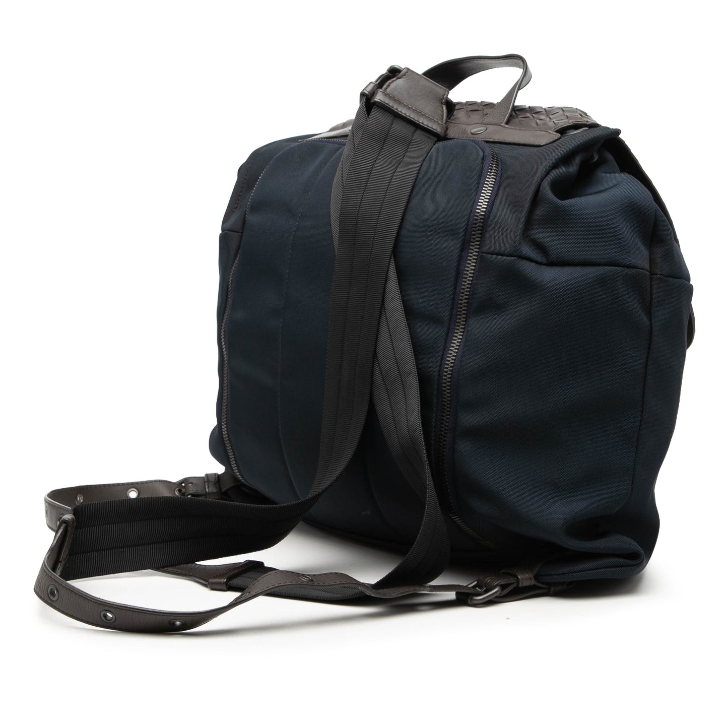 Bottega Veneta Canvas and Nappa Intrecciato Flap Backpack