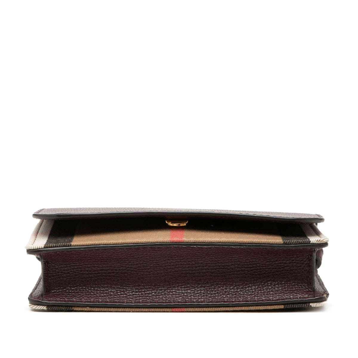 Burberry Grained Calfskin and House Check Canvas Hampshire Wallet on Chain
