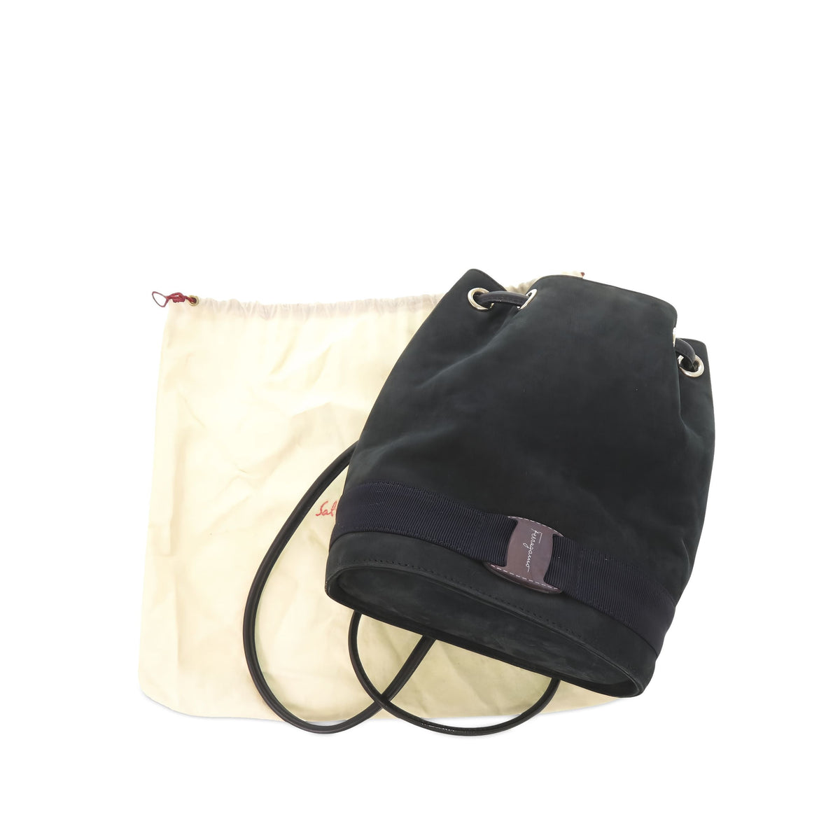 Ferragamo Suede Vara Backpack — Blue