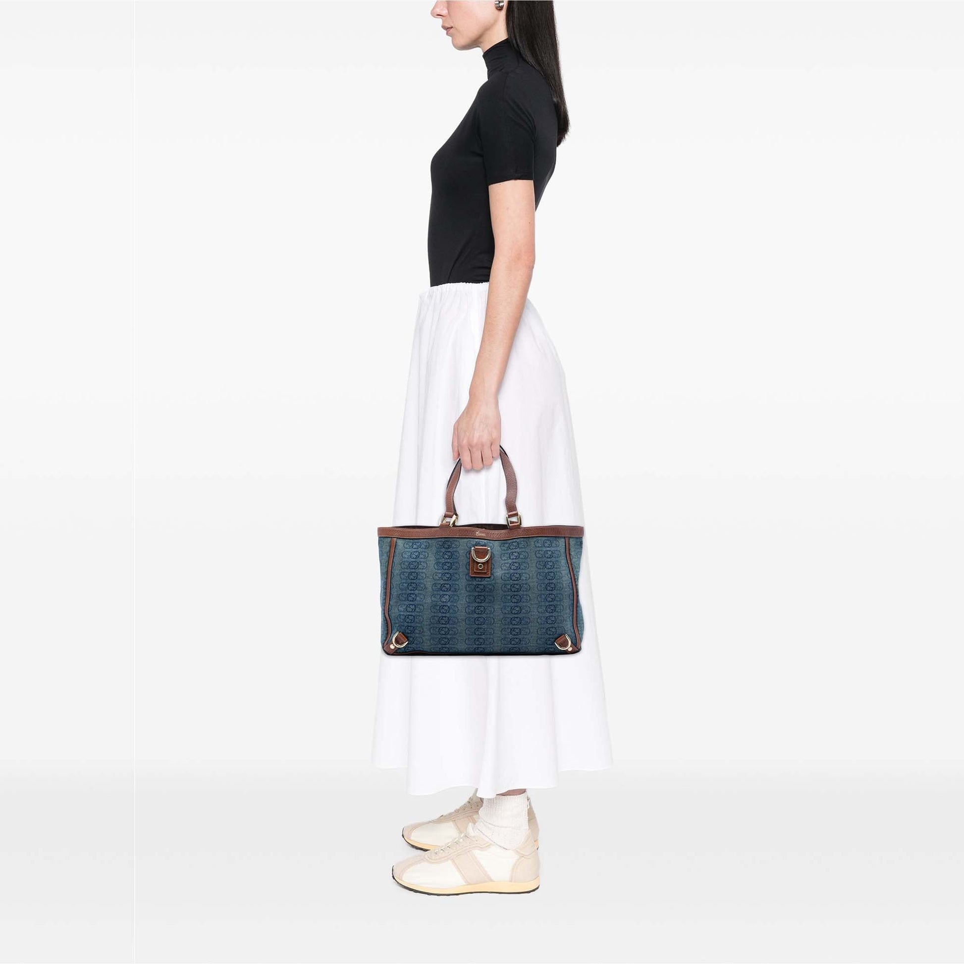 Gucci Denim Interlocking G Abbey D Ring Tote