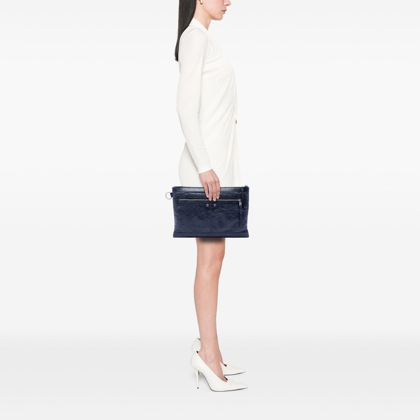 Balenciaga Lambskin Motocross Classic Clip M Clutch