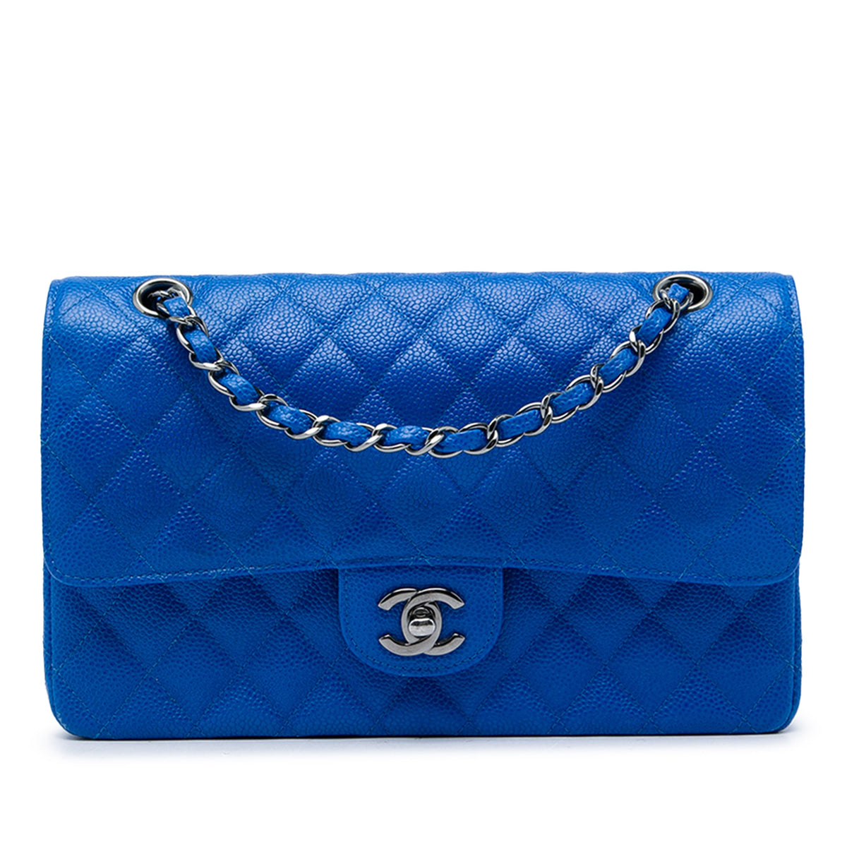 Chanel Medium Classic Caviar Double Flap — Blue