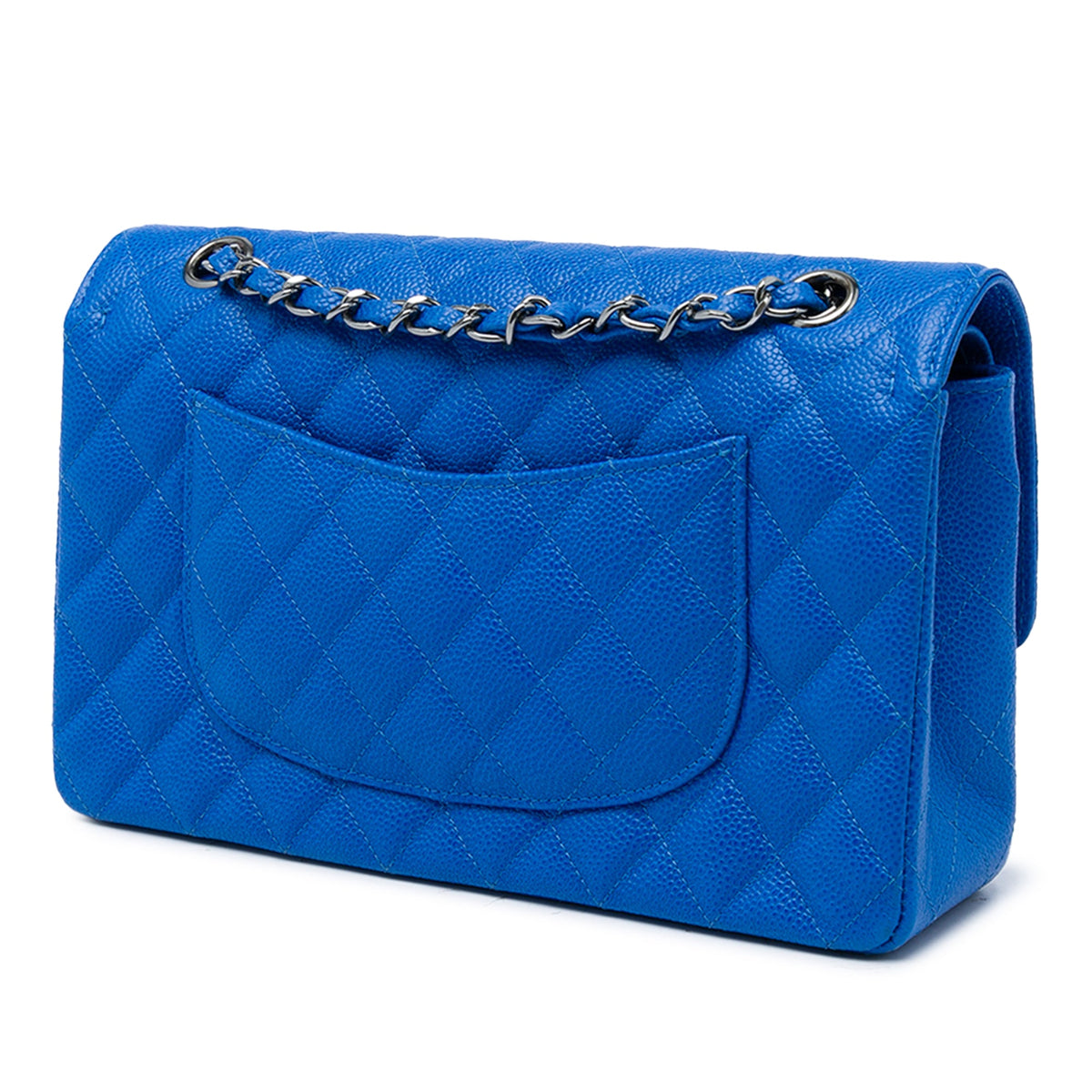 Chanel Medium Classic Caviar Double Flap — Blue
