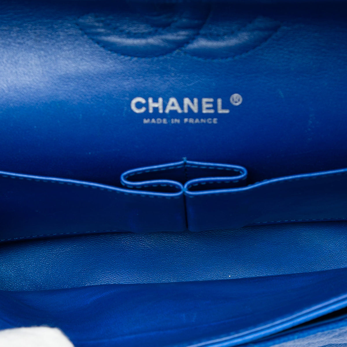 Chanel Medium Classic Caviar Double Flap — Blue