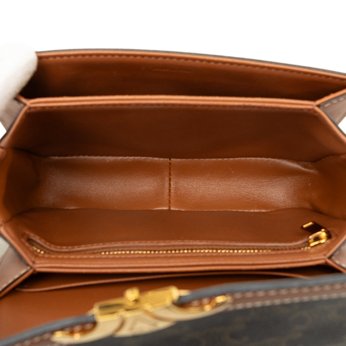 Celine Teen Triomphe Coated Canvas and Calfskin Triomphe Crossbody — Brown