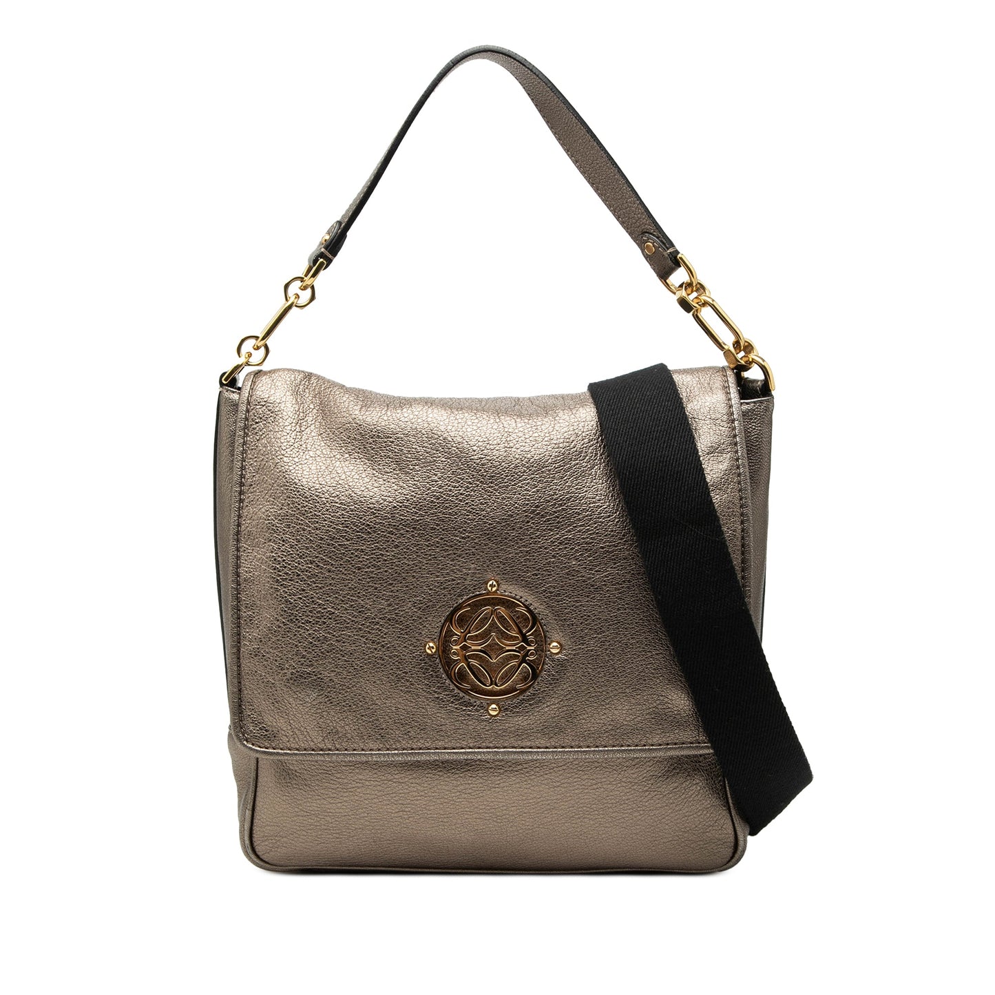 LOEWE Small Metallic Leather Anagram Maia Satchel